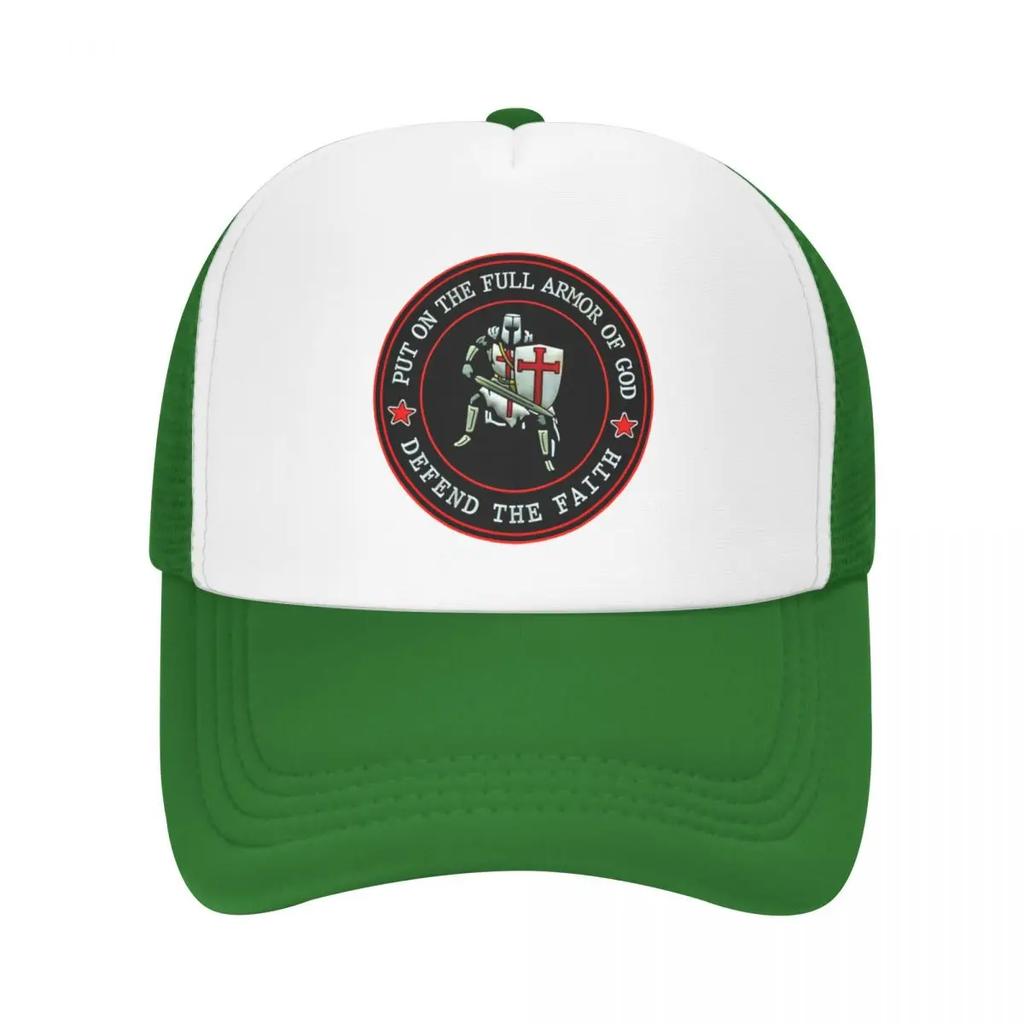 Custom Christian Knight Defend The Faith Trucker Hat Adjustable Adult Knights Templar Crusader Baseball Cap Outdoor Dad Hat