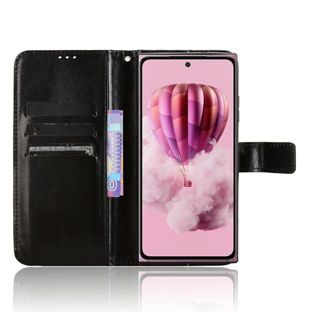 

For HMD Skyline Case Crazy Horse Texture PU Leather Phone Wallet Cover Black