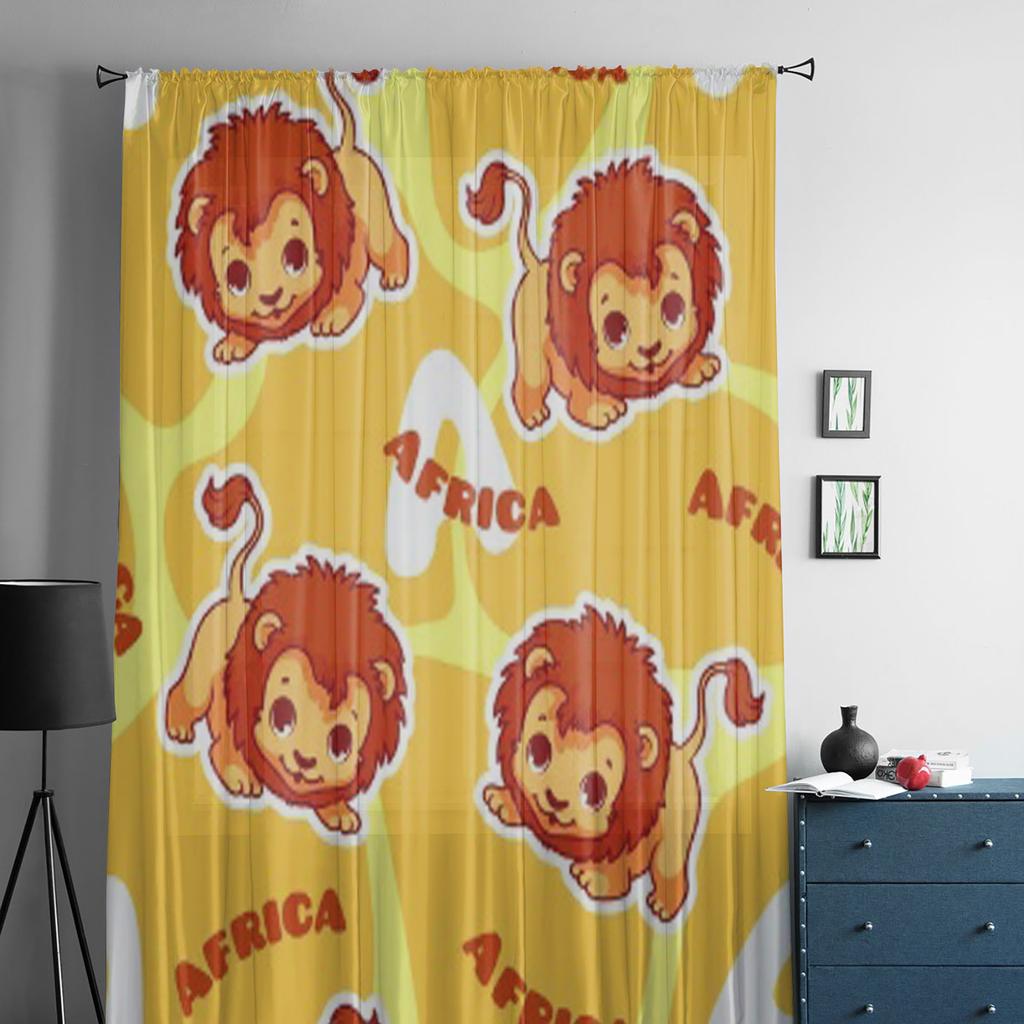 Löwe Niedliche Cartoon Tüll Sheer Fenster Vorhänge Für Wohnzimmer Das Schlafzimmer Moderne Chiffon Voile Organza Vorhänge Dekor Vorhänge