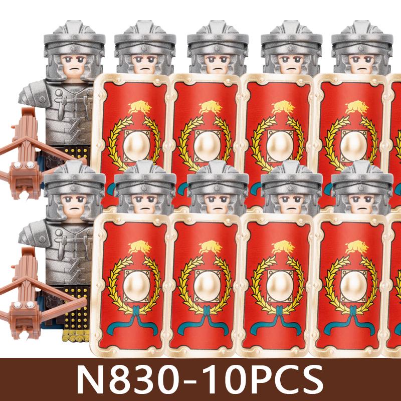 Medeltida Slottssoldat Figurer Byggklossar Militär Armé Riddare Romersk Krigare Infanteri Milis Orcher Tillbehör Klossar Leksaker