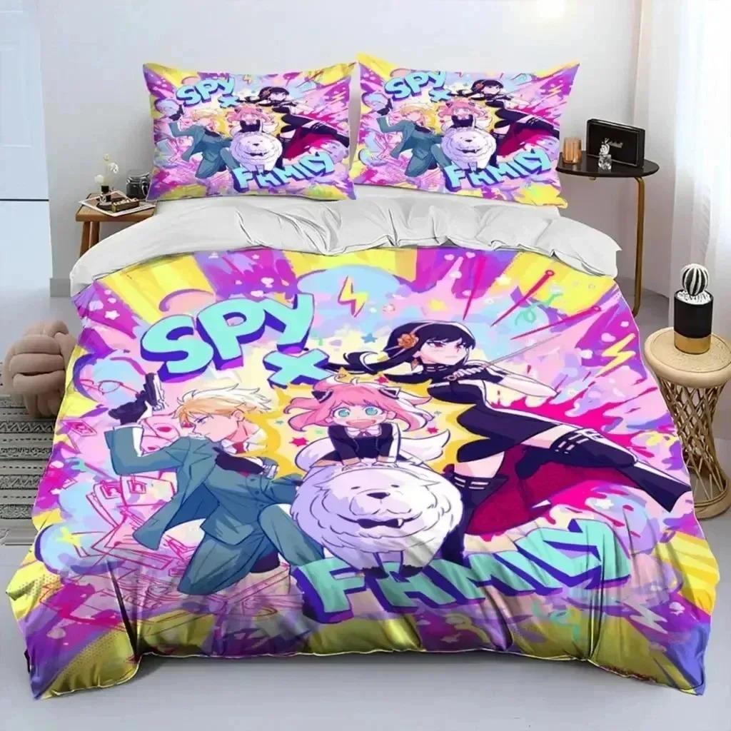 3D Print Anime SPY×FAMILY Anya Beding Set Young Boys Young Girls Twin Quen Sized Dimensions Soft Duvet Cover Pilowcase Bed Children Kids Adult People