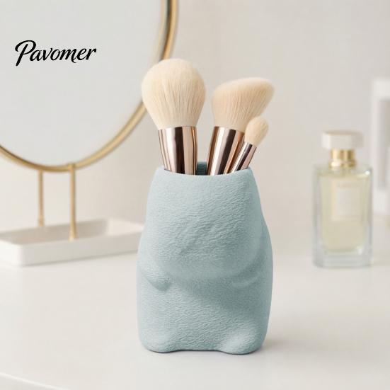 Soft Pink Pen Holder Standing Capybara Holder, Cute Animal Desk Organizer for Pens Makeup Fresh Blue Brushes, Large Capacity Pencil Stand Office Home,