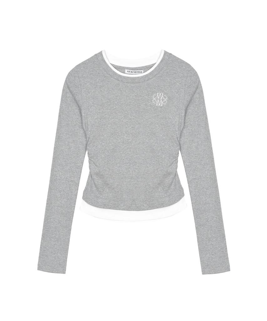 Nigaennikol Shirring Double Layered Top_Gray