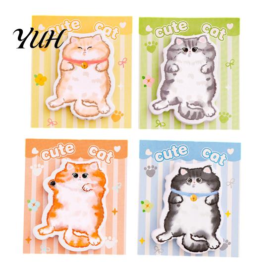 High-definition Printed Notepad 4Pcs Cat-Shaped Notes Pad Set Cute Self-Adhesive Memo Pads for Decorative Note Paper Students Office Writable Peel-off 4pcs Random Style