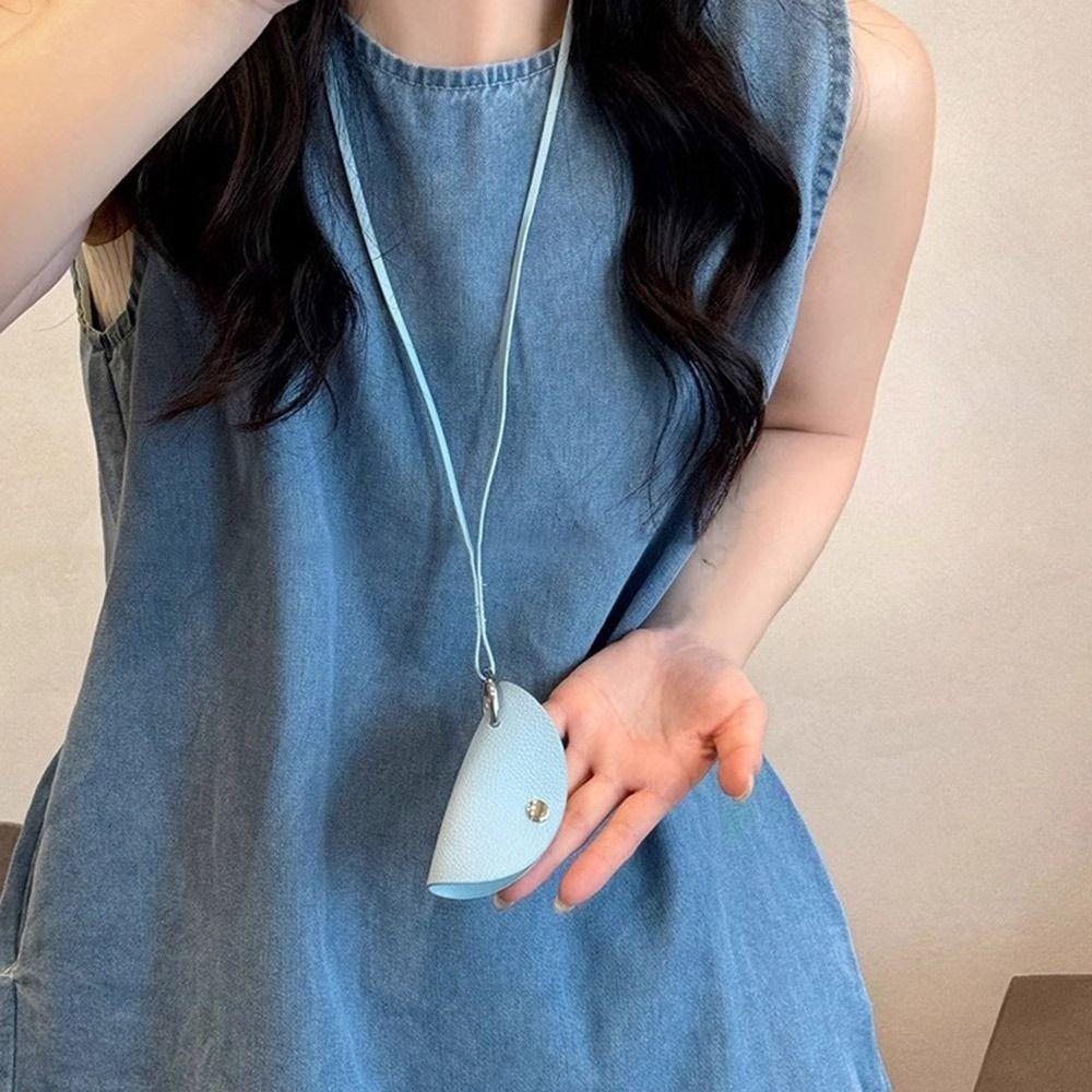 Pu Leather Anti-loss Pendant Lanyard Key Bag New Moon Key Case  Women