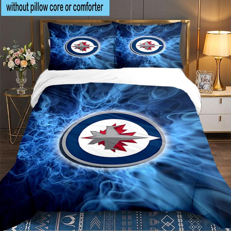 Jets Hockey Team 3PCS Bedding set,Ideal for 1pc Duvet Cover And 2pcs Pillowcases Perfect for Fan gift,Ideal for Bedroom, Dormitory