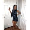 European and American Women's Sexy Slim Black Asymmetrical Sleeveless Bodycon Dress In Stock
