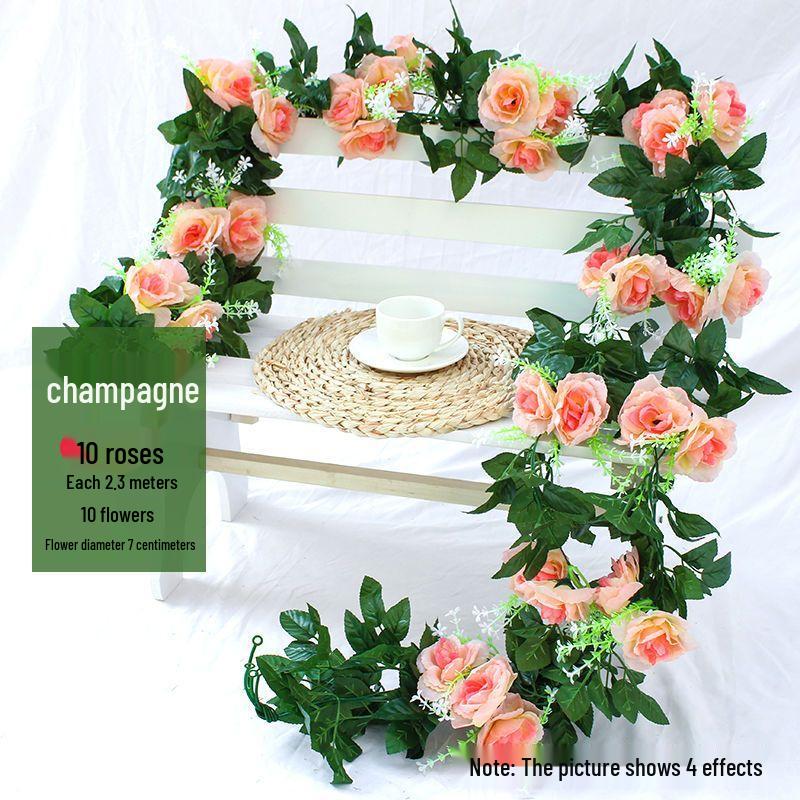 Artificial Rose Vine Garland for Air Conditioning Pipe Decoration