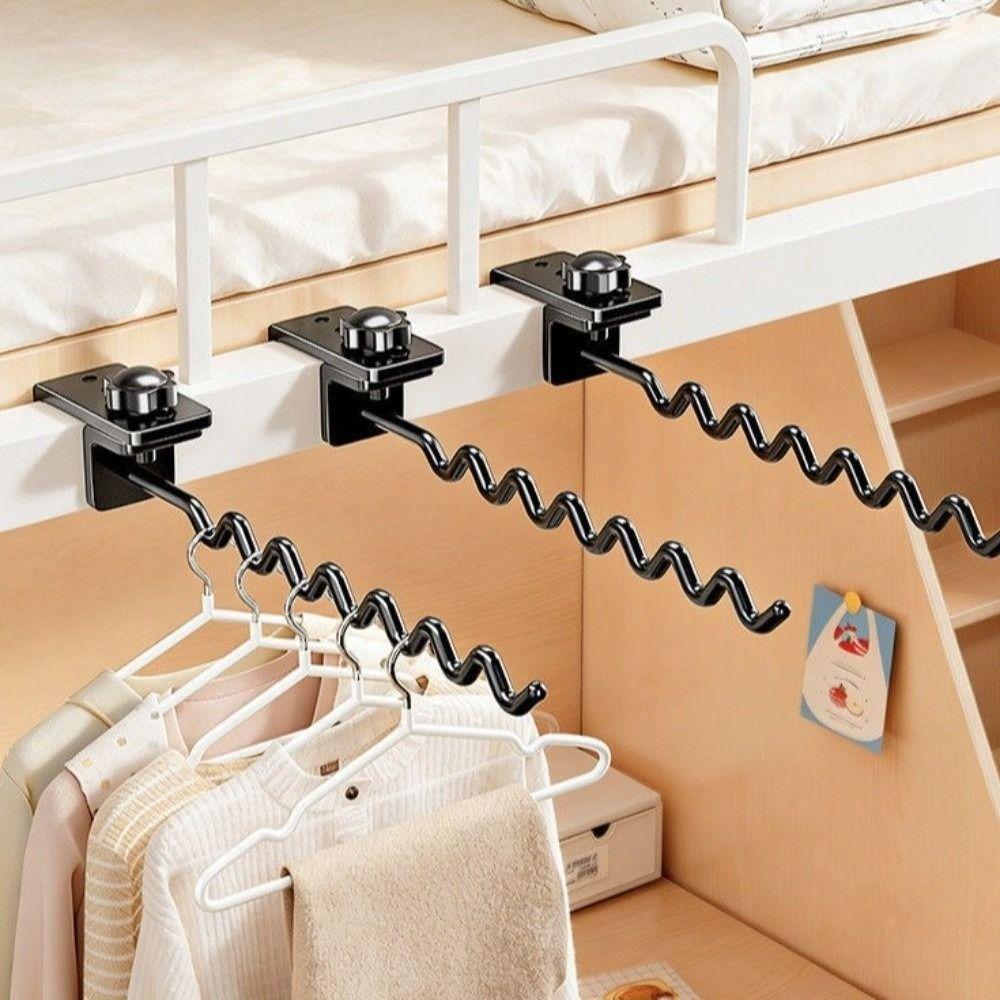 Space-Saving Clamp-On Clothes Rack Wavy Hanger Slots Hanging Clothes Rail Window Railing Use