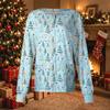 Women's Casual Christmas Print Long Sleeve Button Front Cardigan Scrub Top