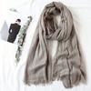 105*190cm One Piece Women Oversize Solid Plain Scarf Shawls Head Wraps Viscose Cashmere Muslim Frayed Hijabs Pashmina