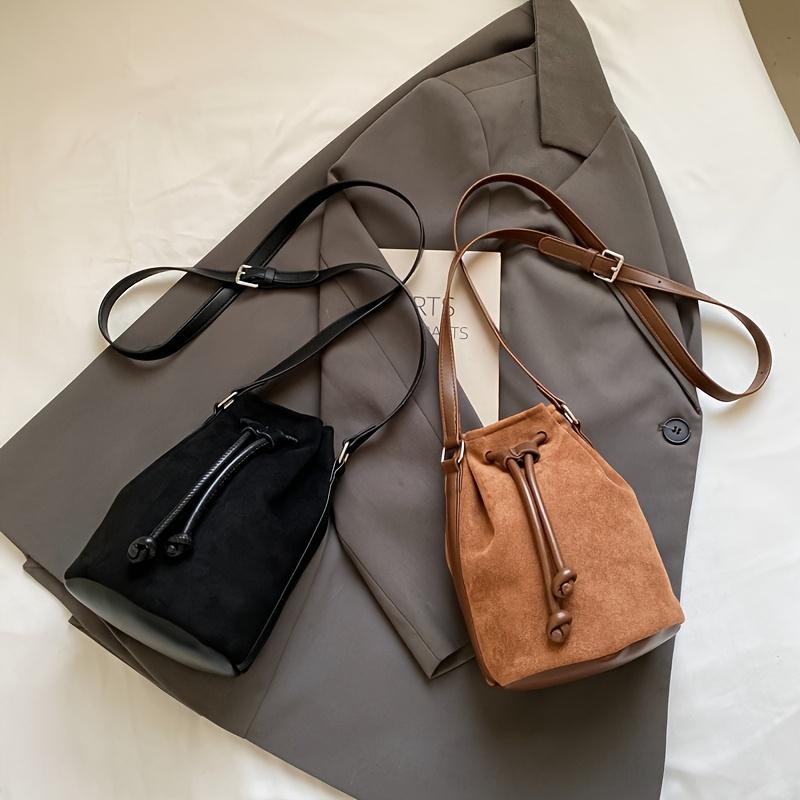 Borsa a secchiello da donna con coulisse borsa a tracolla retrò
