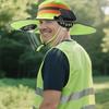 Sonnenhut mit zwei Solarlüftern Hochglänzende Reflektorstreifen Sicherheitswarnung Überdimensionierter Schirm Vollgesichts-UV-Schutz Eimerhut