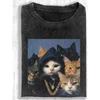Hip Hop Gang Cats Graphic T Shirt Vintage Loose Oversized Short Sleeve Tee Casual Streetwear Unisex Funny Pet Animal Print Tops