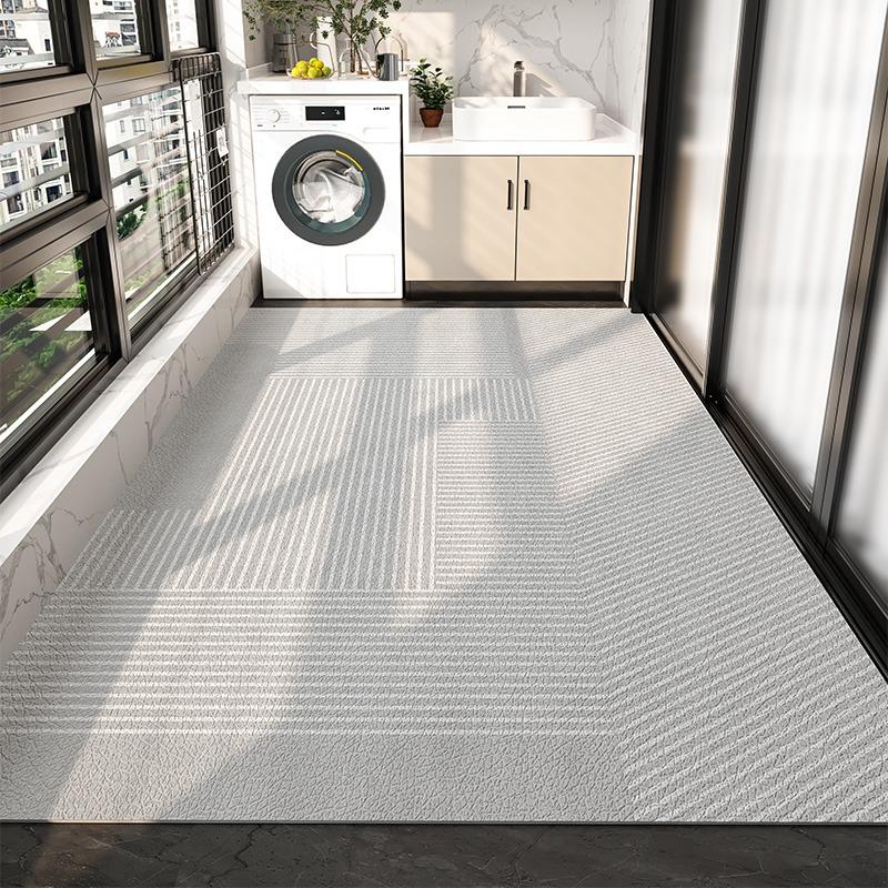 Carpet for Balcony Waterproof Floor Mat Large Gray Carpets Pvc Leather Non-slip Foot Mats Home Decoration Rugs Kitchen