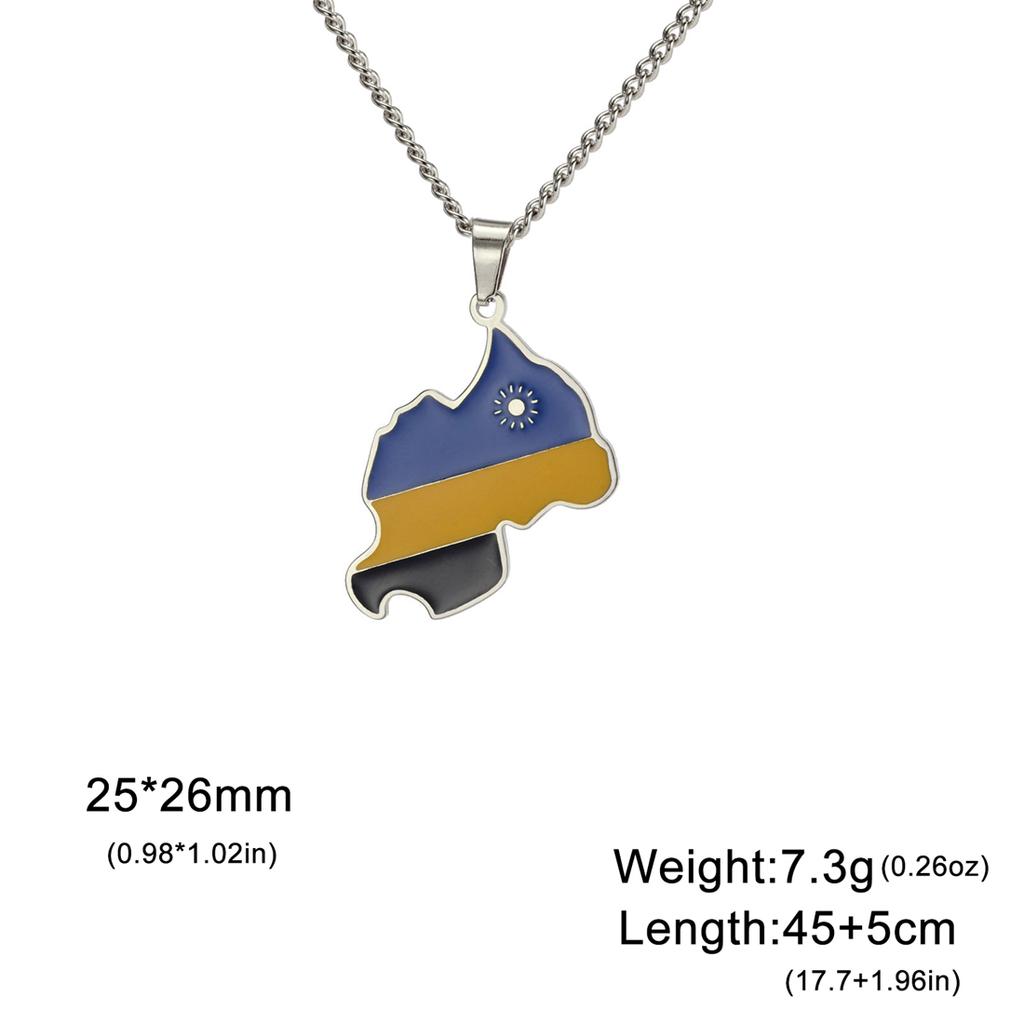 EUEAVAN Stainless Steel African Map Necklace Cameroon Rwanda Congo Berber Somalia Ghana Botswana Tanzania Flag Patriotic Jewelry
