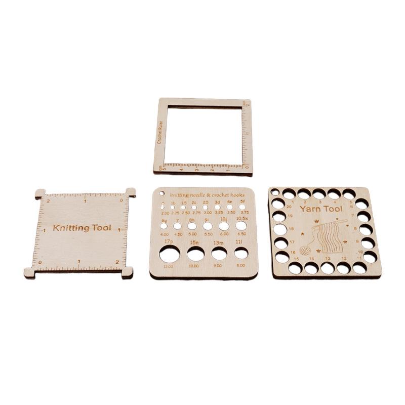 Pengukur Jarum Rajut Kayu Pengukur Jarum Jahit Persegi Alat Rajut dan Jahit