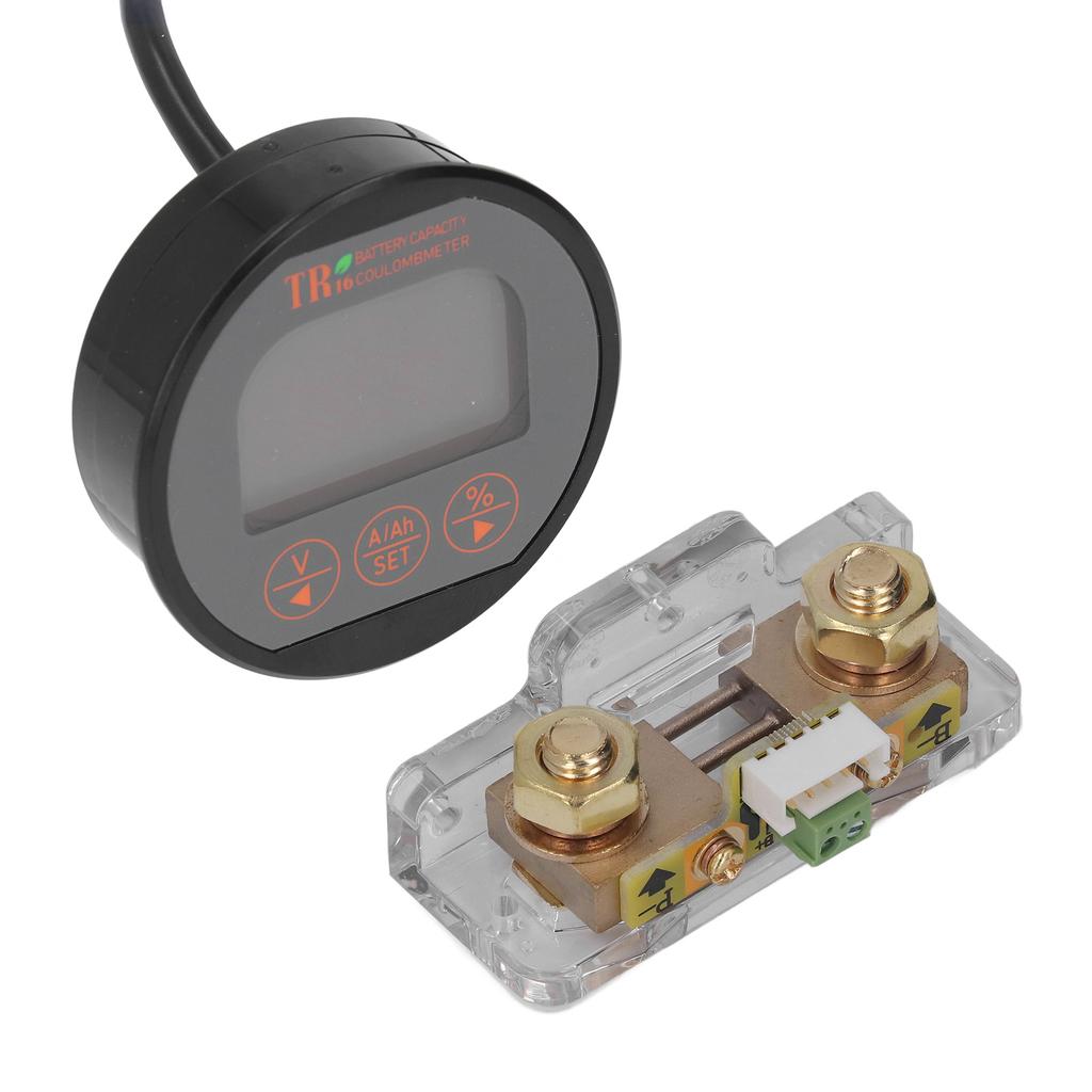 Battery Meter Waterproof Round Accurate Measurement 8‑120V Range Battery Capacity Tester for Electric Car 100A