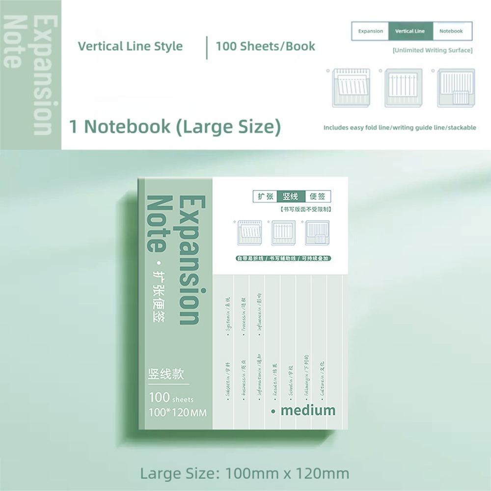 100PCS/Set Multifunctional Self-Adhesive Expansion Sticky Notes Extensible Sticky Memo Pads Tearable Sticky Labels Sticker Gift