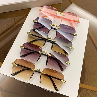 Modne Duże Kwadratowe Bezramkowe Okulary Przeciwsłoneczne - Damska Moda Streetstyle