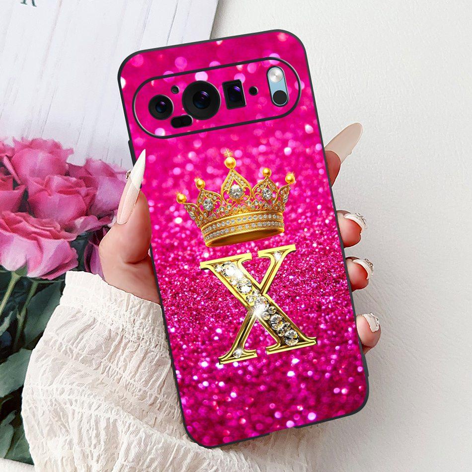 For Google Pixel 9 Pro 9a Pixel9 Fashion New Crown Letter Phone Case For Google Pixel 9 Pixel9a 9Pro Black Silicone Soft Cases