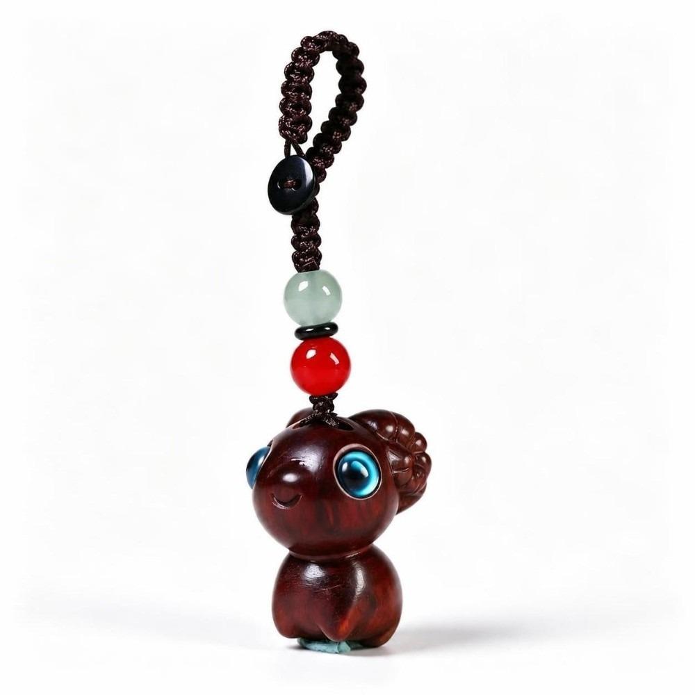 Handmade Sandalwood Sheep Keychain Scratch-resistant Phone Charm Zodiac Year of the Sheep Gift