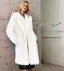 European & American Women's Winter Faux Fur Long Coat with Suit Collar