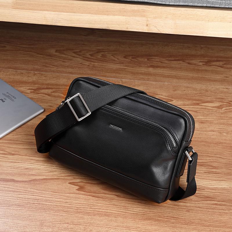 Men's Genuine Leather Crossbody Shoulder Bag - Multifunctional, Practical, Soft Cowhide for Business Use