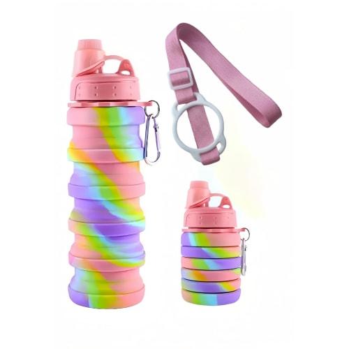 JIAXIN 500ml Foldable Water Bottle, Sports Drink Compatible, Hiking, Silicone Water Bottle, Cup, Plastic Soft Flask, Flex Water Pack, Silicone Bottle,