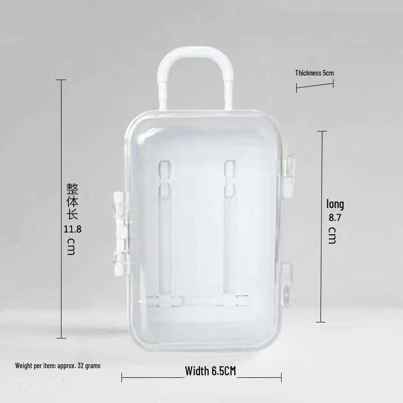 Transparent Mini Jewelry Storage Box with Retractable Wheels
