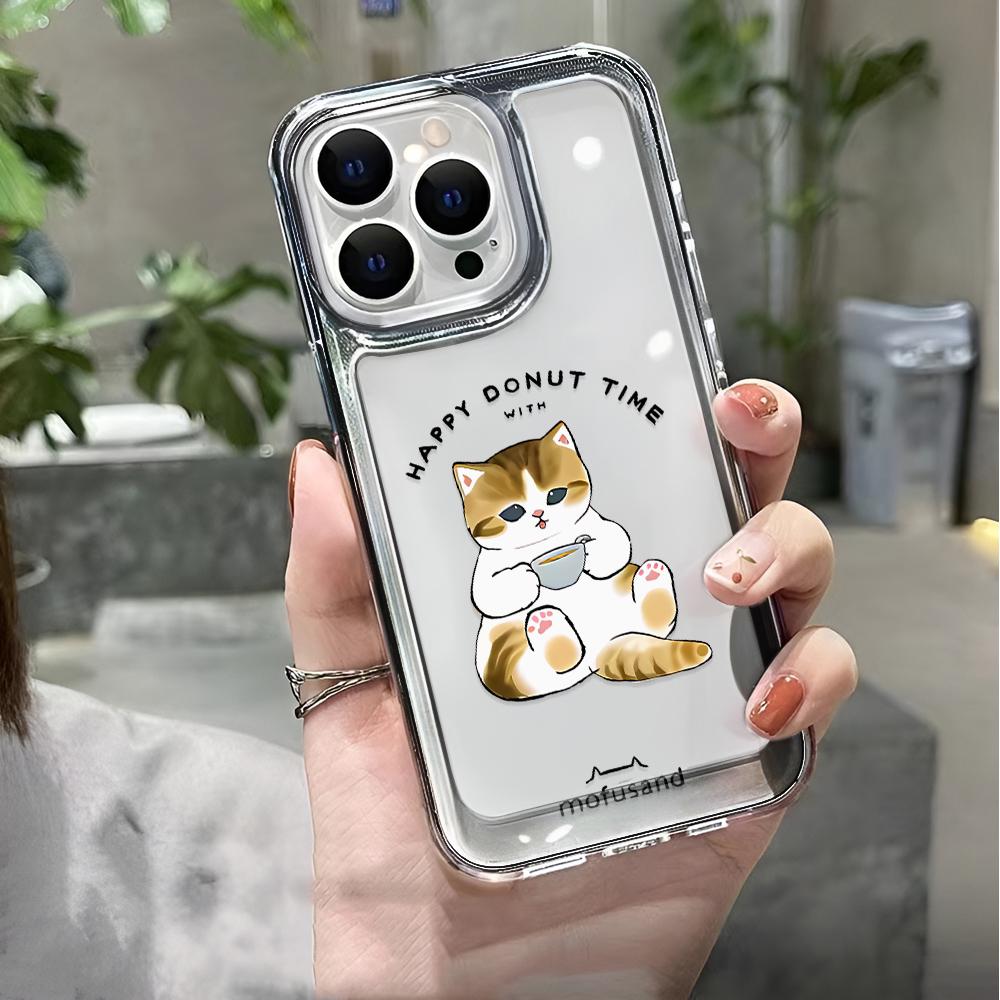 Phone Case For Iphone 17 16 Pro Max 15 14 13 12 11 Plus 16 17 Soft Cover Coffee Cat For Iphone Air Case Cover