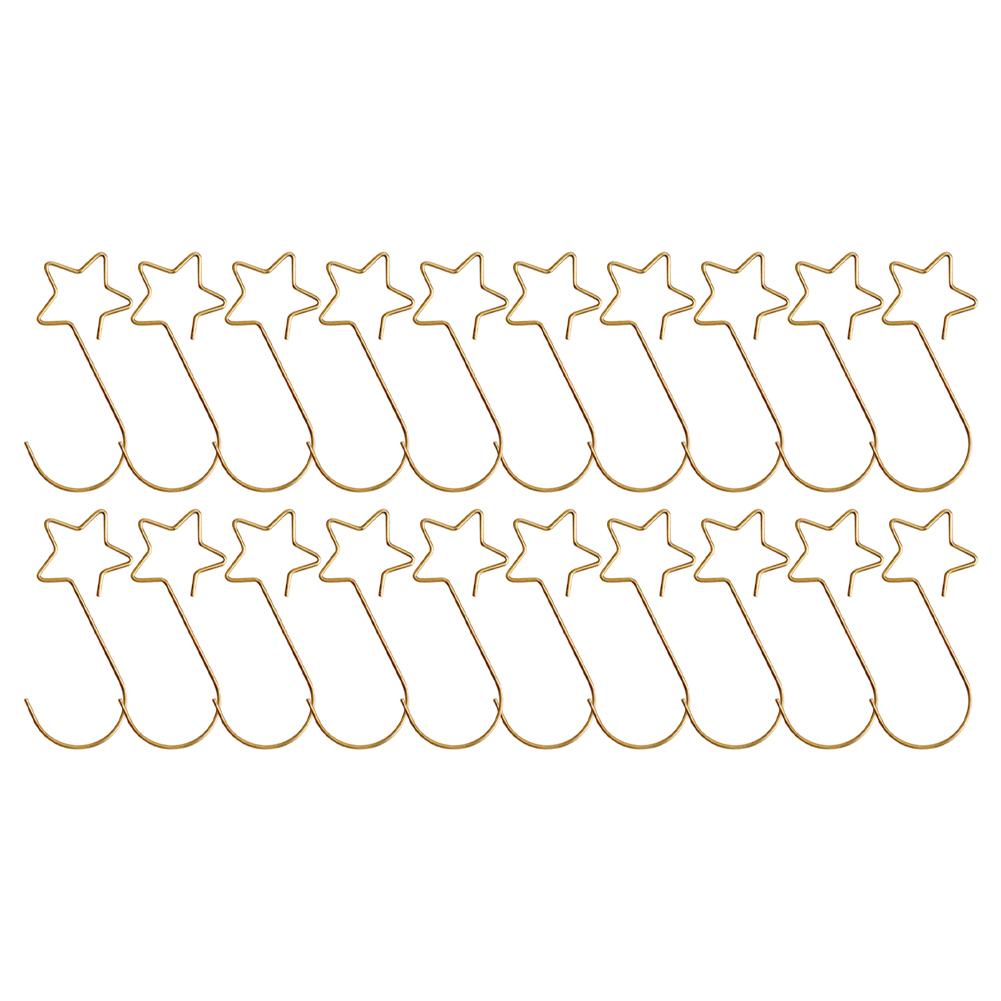 20 Pack Metal Ornament Hooks Star Shaped for Christmas Tree Decorations in Gold Green Silver Red 5cm Waterproof Design