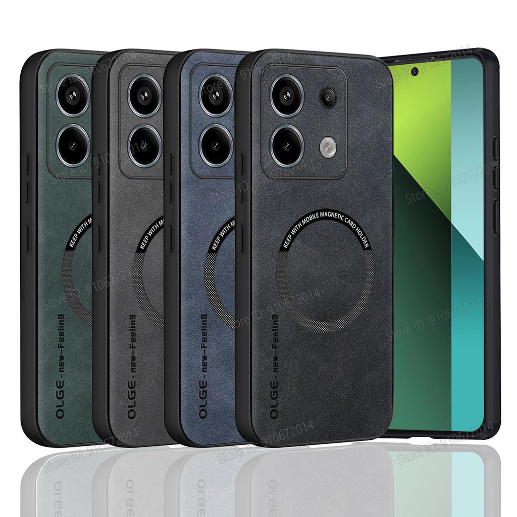 Kožený magnetický kryt na telefon pro Xiaomi Redmi Note 13 Pro 5G Matný zadní kryt z ovčí kůže Redmi Note 12 Pro Plus K70E Turbo 3 kryty