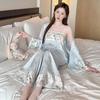 New Style Womens Pajama Set With Satin Fabric And Breathable Design For Home Sleep Comfort