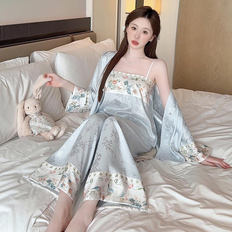 New Style Womens Pajama Set With Satin Fabric And Breathable Design For Home Sleep Comfort