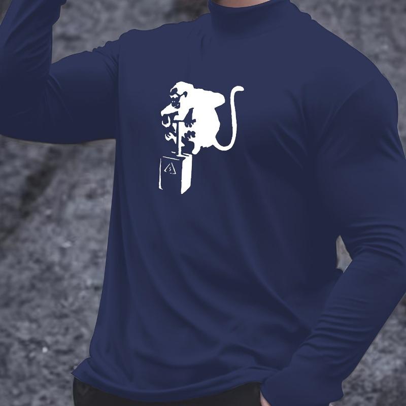 

Long Sleeve Tee, Fleece Lined Cotton-Silk Mix, Solid Graphite Gray, Warm Winter Casual XXL