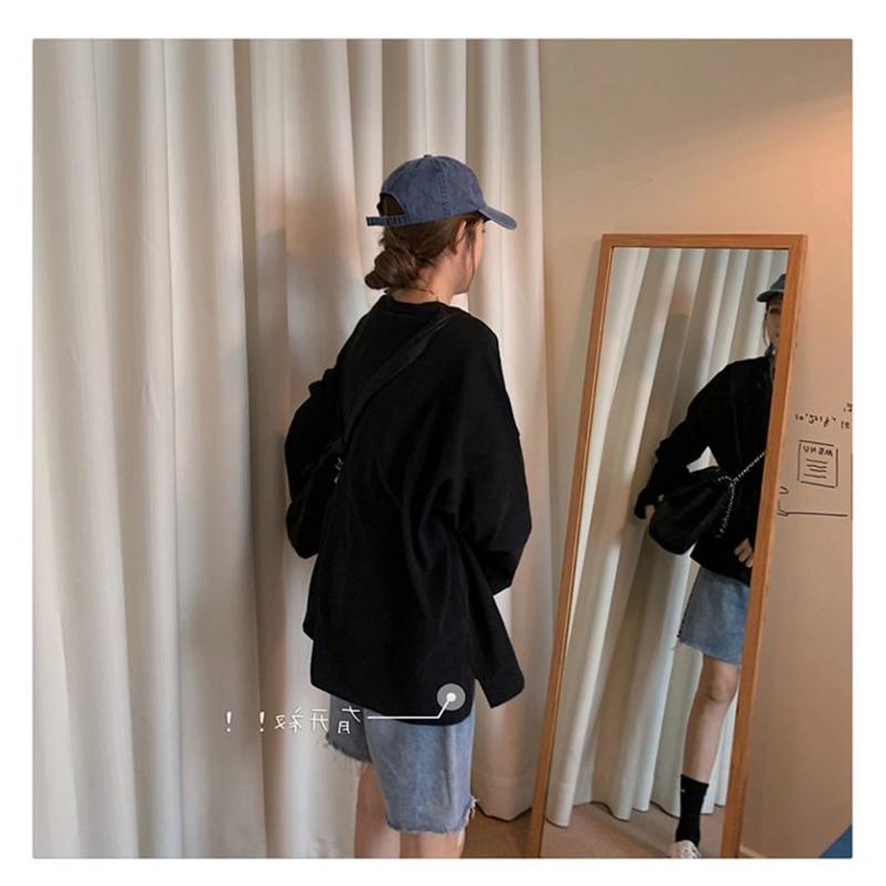 100% Pure Cotton Long-sleeved T-shirt for Women Ins Trendy 2025 New Loose Korean Student Bf Style White Base Shirt Top