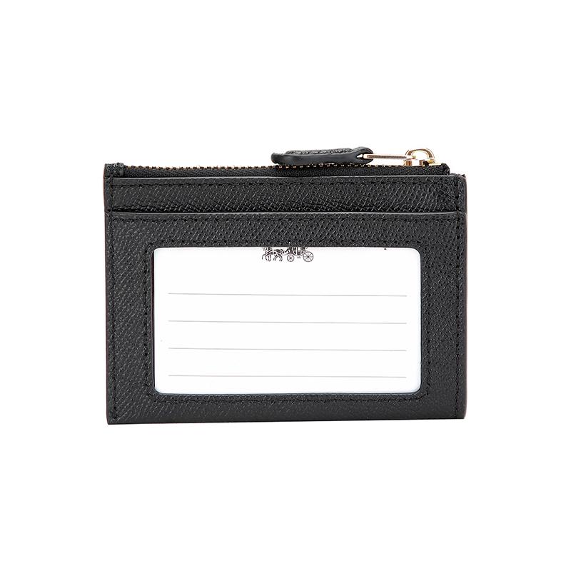 Coach Skinny 11 Logo Leather ID Holder Key Holder Card Holder Mini Women's Black