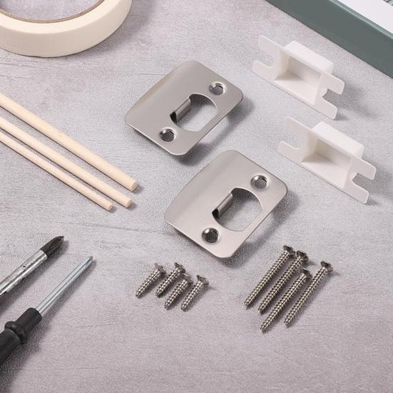 Door Lock Strike Plate with Spacer Shim Wood Dowels Strips Stainless Steel Door Strikes Latch Restorer Kit Universal Security Striker