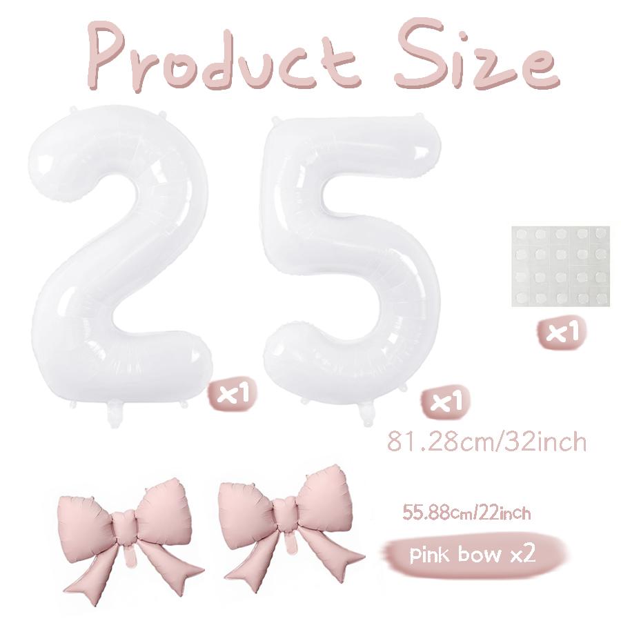 Number balloon set baby pink bow balloon ,white and pink balloon birthday proposal, weddingballoon decoration