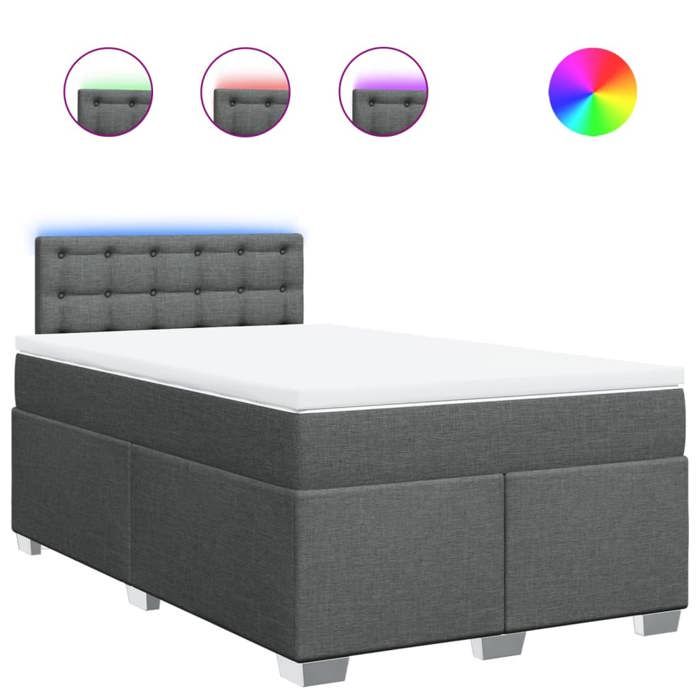 VidaXL Sommier à lattes de lit avec matelas Gris foncé 120x200cm Tissu 3288170