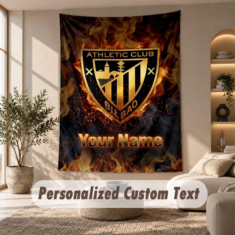 Tapestry Custom Name Text, Wall Hanging Tapestry Home Room DecorAthletic Bilbao FC