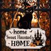 Cartello di Benvenuto in Legno di Halloween con Zucca Decorazione Rustica da Appendere sulla Porta d'Ingresso
