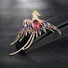 Elegant Phoenix Brooch: Rhinestone Long-tailed Pin with Colorful Bird Motif