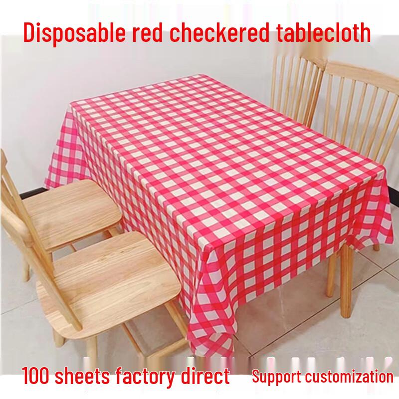 Disposable Red Plaid Tablecloth