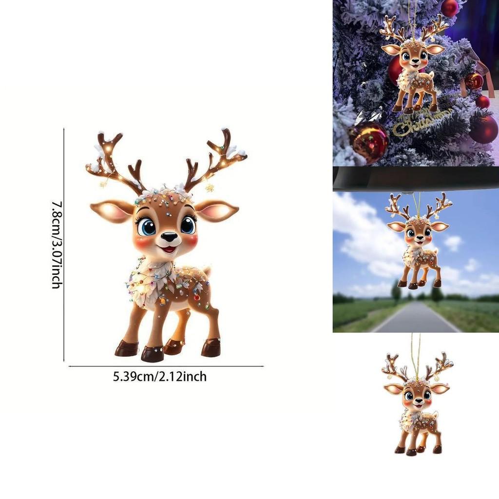 Christmas Reindeer Car Mirror Pendant With Acrylic Material For Home Decor