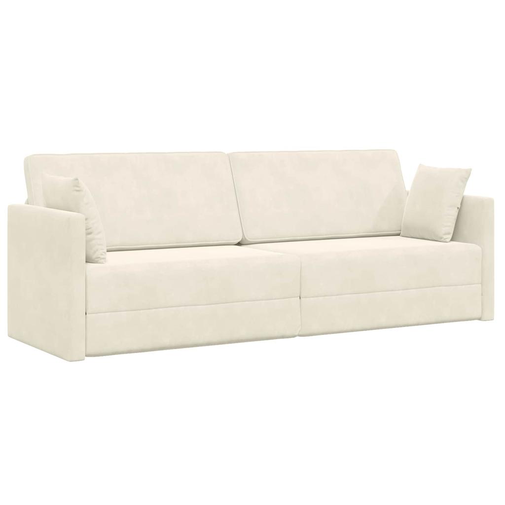 Floor Sofa Bed Cream 213 X 70 X 77 Cm Velvet