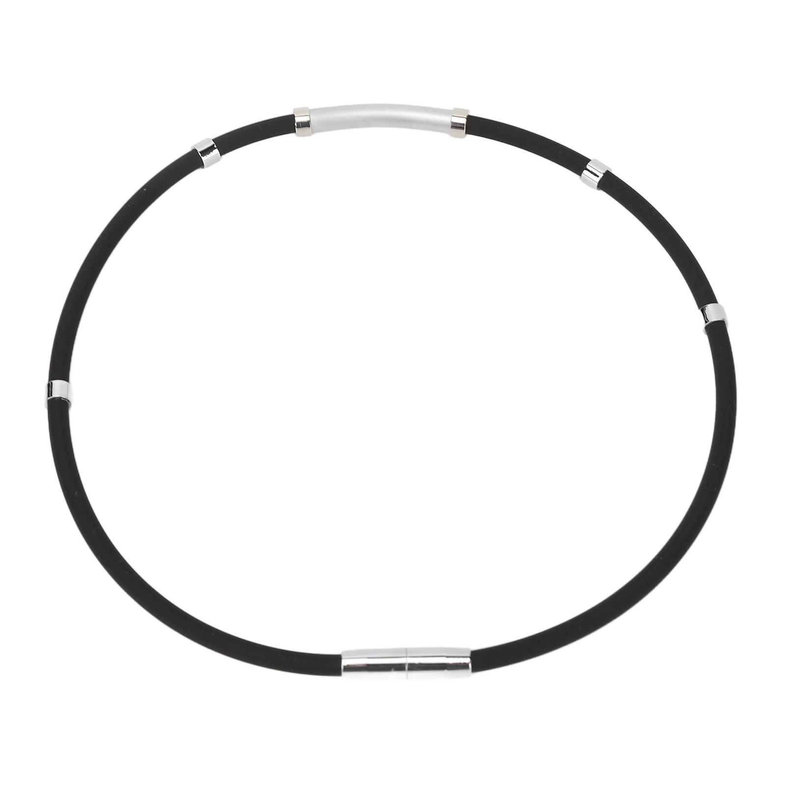 Negative Ion Metal Ring Silicone Sports Necklace Men Women Adjustable Magnetic Buckle Balance Necklace