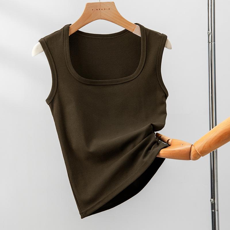 Wide Shoulder Strap White Suspender Vest for Women In Summer Pure Cotton Inner Wear for Secondary Breasts, Large-size Four-season Beautiful Back Top