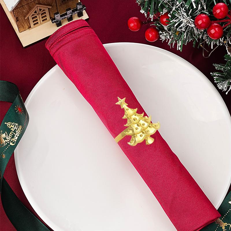 Christmas Napkin Rings 4Pcs Creative Xmas Tree Shape Dining Table Decor for Home Kitchen New Year Holiday Gathering